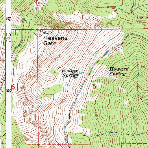 Topographic Map of Rodger Spring, ID