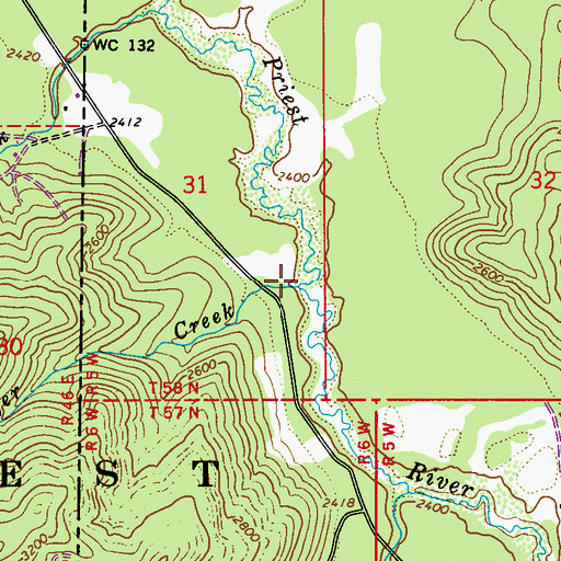 Topographic Map of Roger Creek, ID