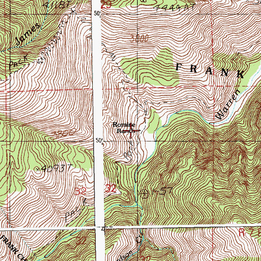 Topographic Map of Romine Ranch, ID