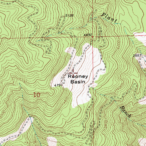 Topographic Map of Rooney Basin, ID