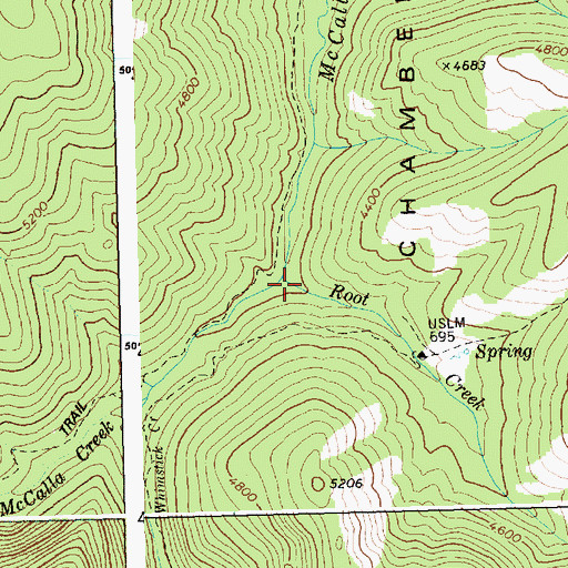 Topographic Map of Root Creek, ID