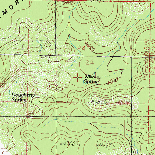 Topographic Map of Willow Spring, AZ