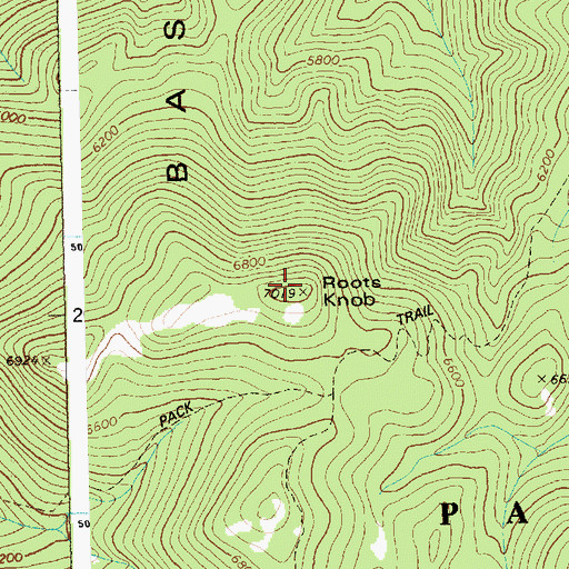 Topographic Map of Roots Knob, ID