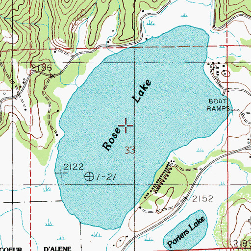 Topographic Map of Rose Lake, ID