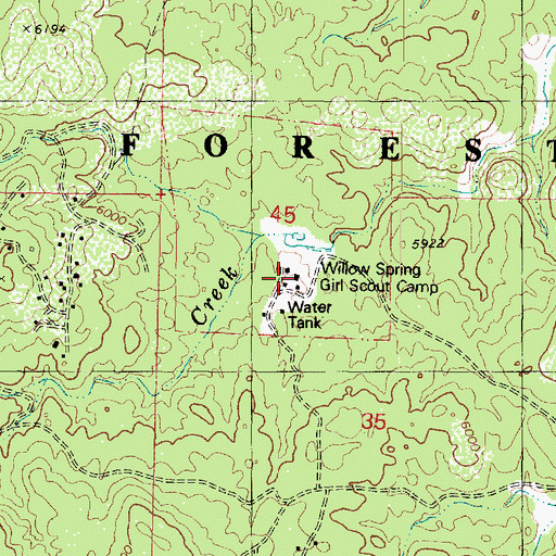 Topographic Map of Willow Spring Girl Scout Camp, AZ
