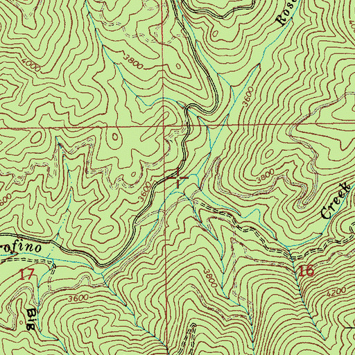Topographic Map of Rosebud Creek, ID