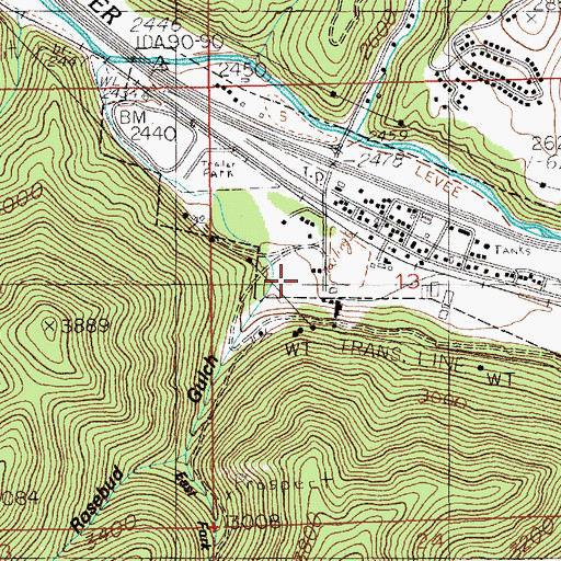 Topographic Map of Rosebud Gulch, ID