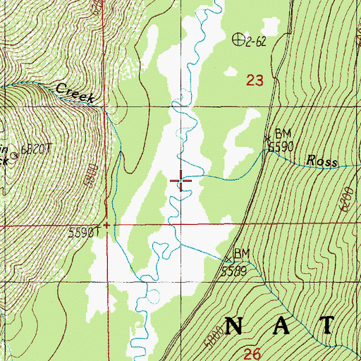 Topographic Map of Ross Creek, ID