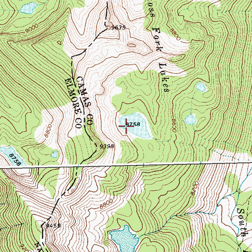 Topographic Map of Ross Fork Lakes, ID