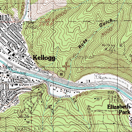 Topographic Map of Ross Gulch, ID