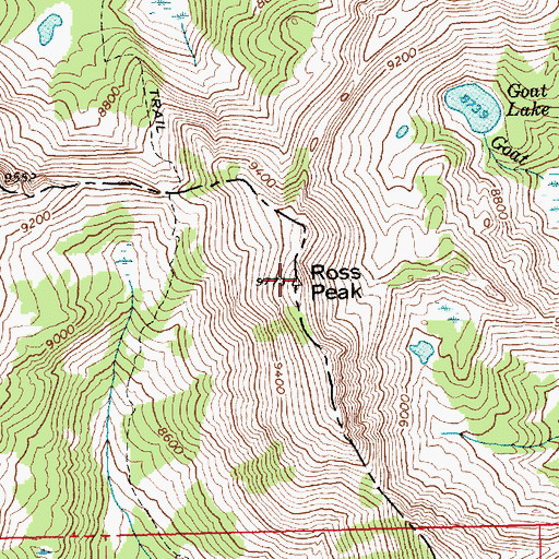 Topographic Map of Ross Peak, ID
