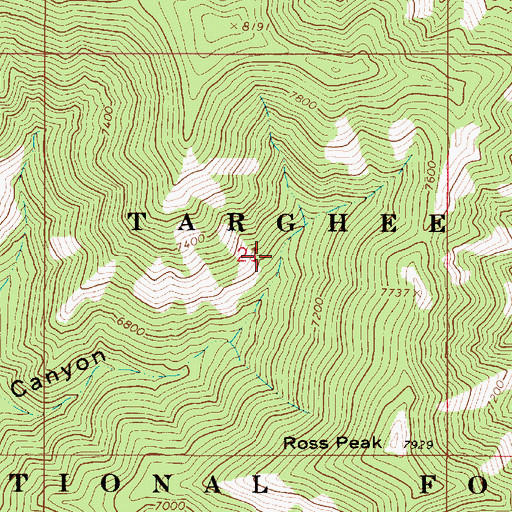 Topographic Map of Ross Peak, ID