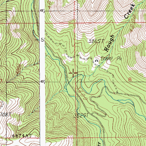 Topographic Map of Rough Creek, ID