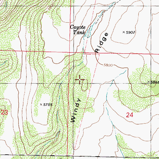 Topographic Map of Windy Ridge, AZ