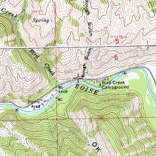 Topographic Map of Rough Gulch, ID