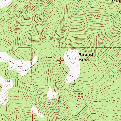 Topographic Map of Round Knob, ID