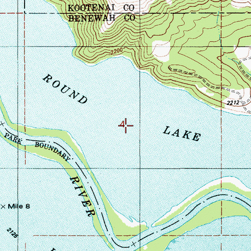 Topographic Map of Round Lake, ID