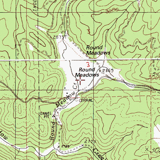 Topographic Map of Round Meadows, ID
