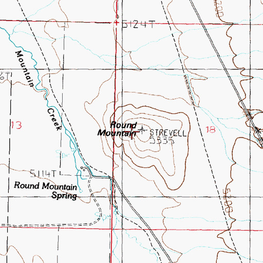 Topographic Map of Round Mountain, ID