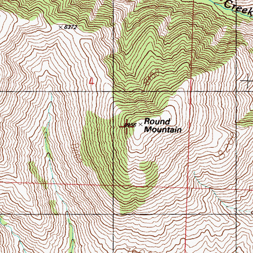 Topographic Map of Round Mountain, ID