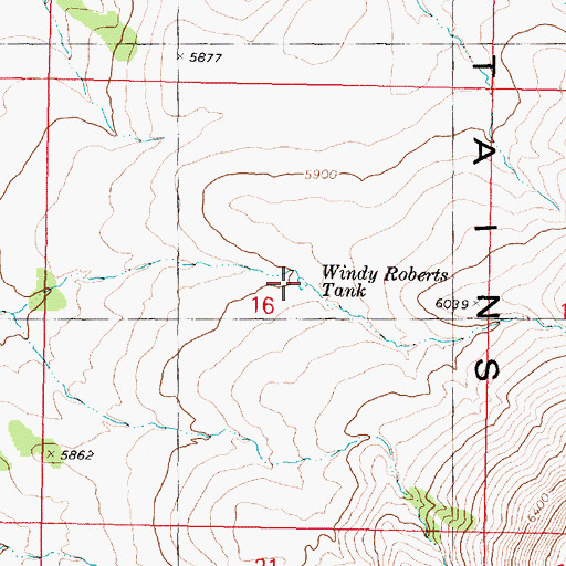 Topographic Map of Windy Roberts Tank, AZ