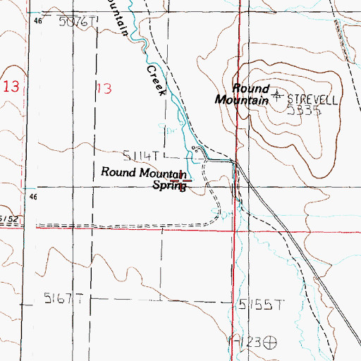 Topographic Map of Round Mountain Spring, ID