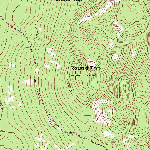 Topographic Map of Round Top, ID