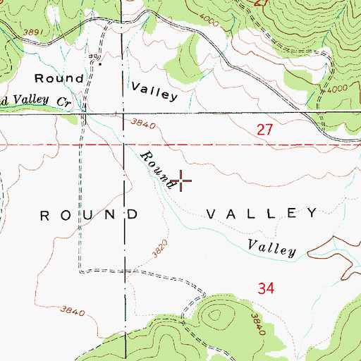 Topographic Map of Round Valley, ID