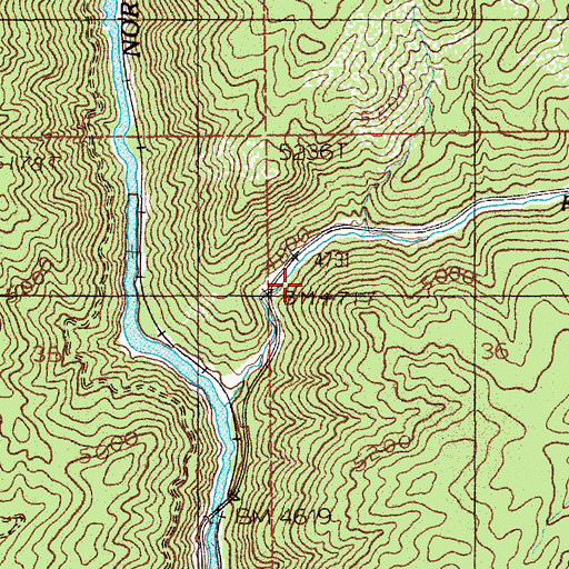 Topographic Map of Round Valley, ID