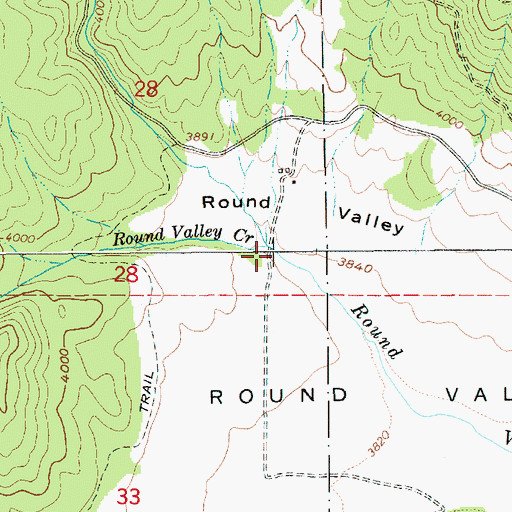 Topographic Map of Round Valley Creek, ID