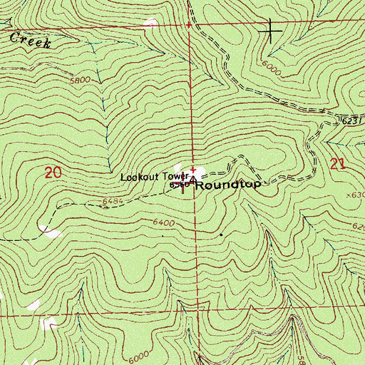 Topographic Map of Roundtop, ID