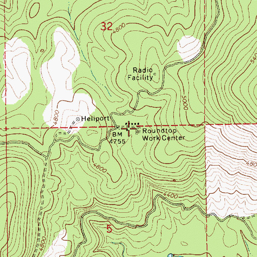 Topographic Map of Roundtop Work Center, ID