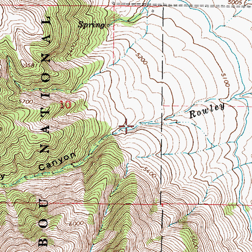 Topographic Map of Rowley Canyon, ID