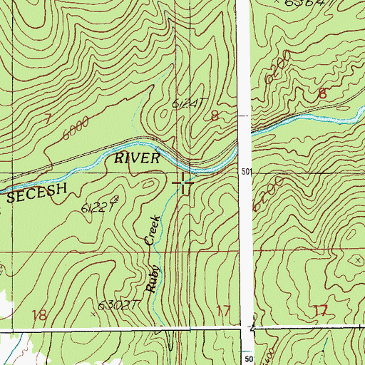 Topographic Map of Ruby Creek, ID