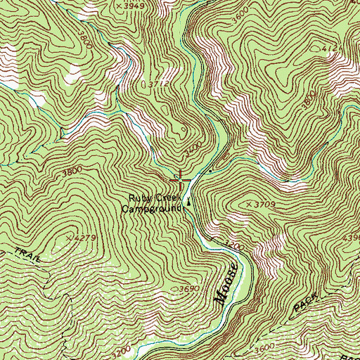 Topographic Map of Ruby Creek, ID