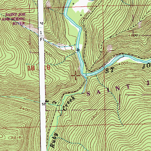 Topographic Map of Ruby Creek, ID