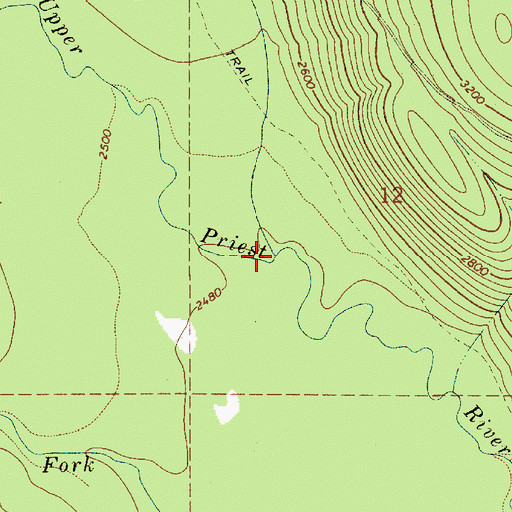 Topographic Map of Ruby Creek, ID