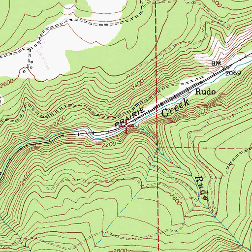 Topographic Map of Rudo Creek, ID