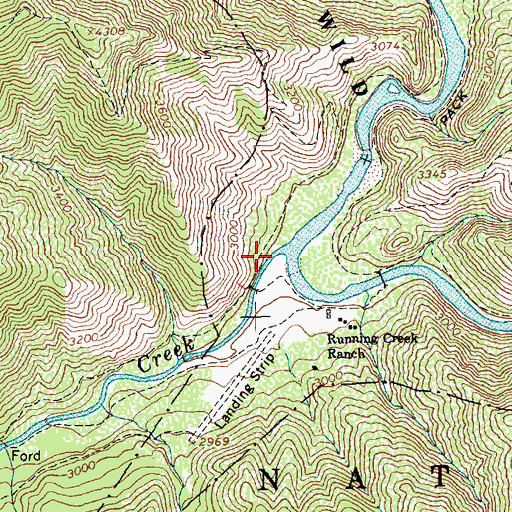 Topographic Map of Running Creek, ID