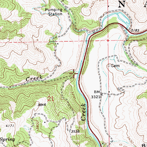 Topographic Map of Rush Creek, ID