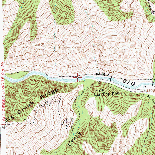 Topographic Map of Rush Creek, ID