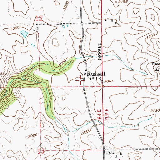 Topographic Map of Russell, ID