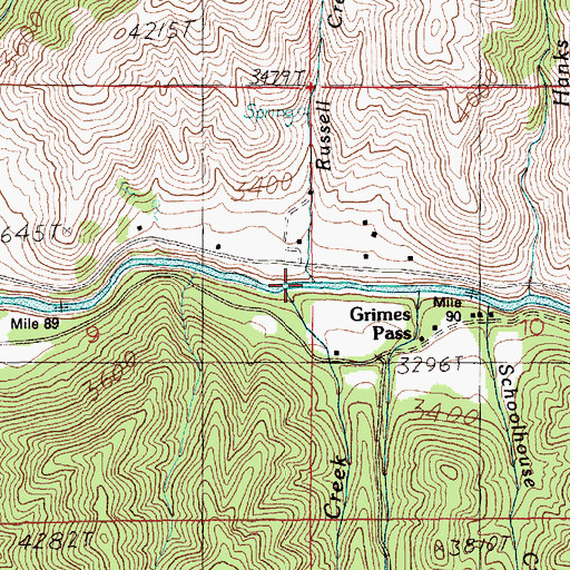 Topographic Map of Russell Creek, ID