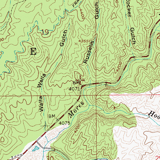 Topographic Map of Russells Gulch, ID