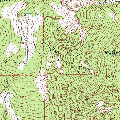 Topographic Map of Rutledge Creek Trail, ID