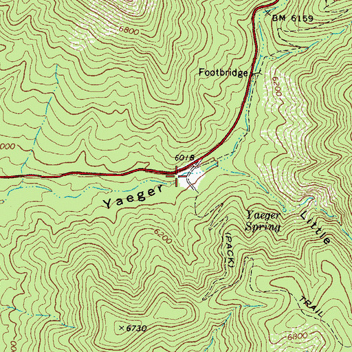 Topographic Map of Yaeger Canyon Ranger Station, AZ