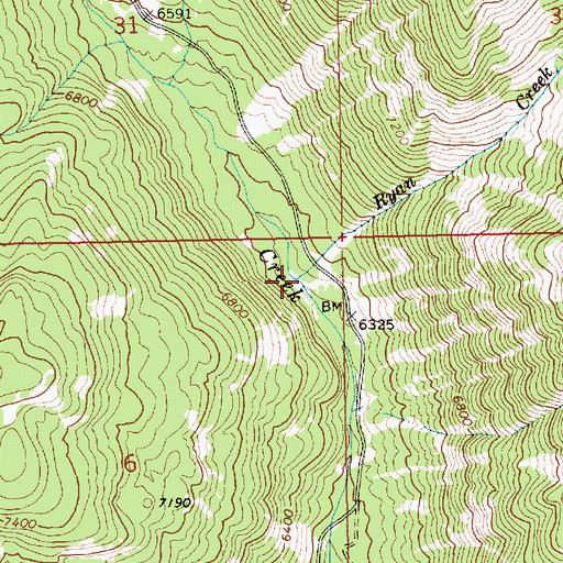 Topographic Map of Ryan Creek, ID