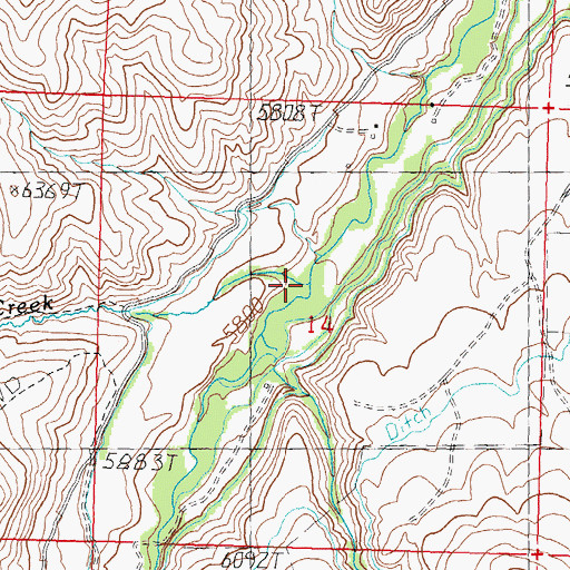 Topographic Map of Rye Grass Creek, ID