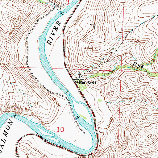Topographic Map of Rye Grass Creek, ID