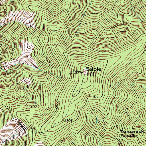 Topographic Map of Sable Hill, ID